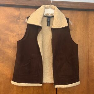 Jones New York Suede Sherpa-Lined Vest